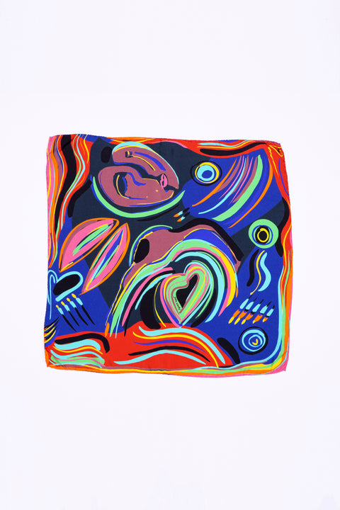 Printed micro silk scarf, Silk twill pocket square