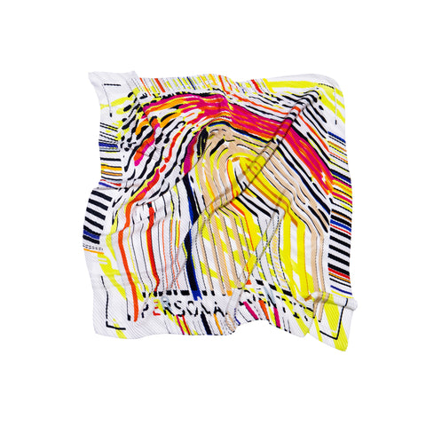 Printed Plissé silk scarf in vibrant colors