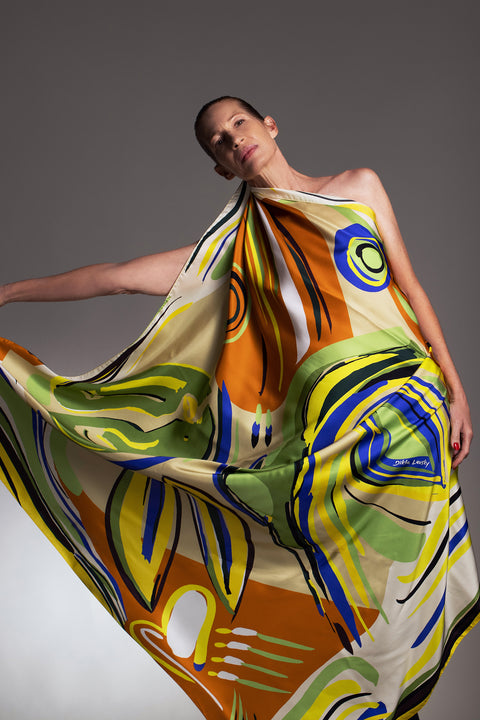 Printed silk multicolored big Pareo