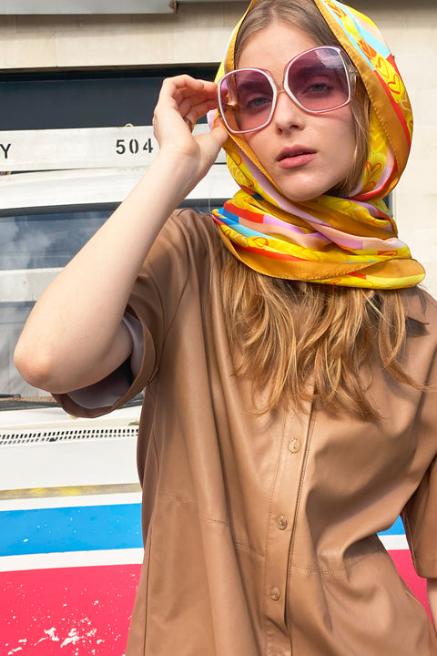 Heartos printed long scarf with hearts