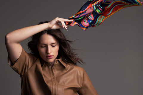 Printed micro silk scarf, Silk twill pocket square