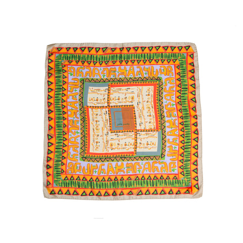 Printed square silk scarf