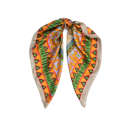 Printed square silk scarf