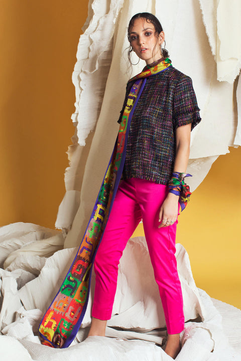 Silk Scarf; Printed scarf; Twilly scarf; Dikla Levsky; Luxury Scarves; Extra Long Silk Scarf; Foulard Soie; Made In Italy