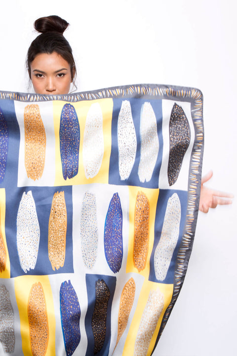 Printed Square Silk Scarf, African Scarf, Dikla Levsky, Silk Scarf, Foulard Soie, Made In Italy