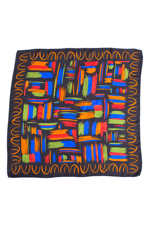 Printed square silk twill scarf