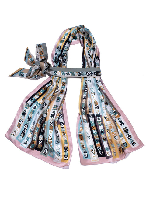 Printed silk scarf set in grey