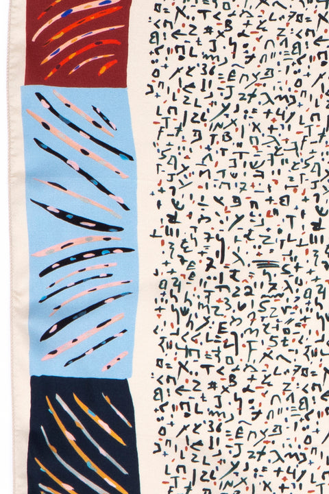 close up, printed silk scarf
