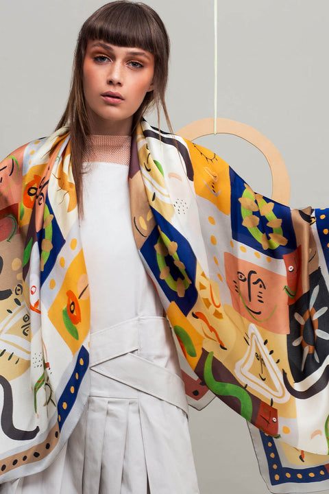 New Woogie Large Square Scarf from Light Silk