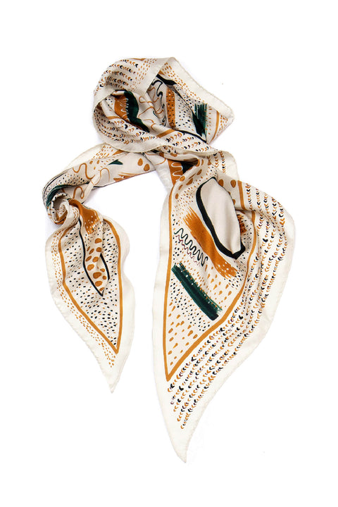 Printed big silk triangle scarf