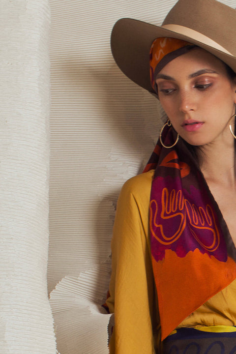 twilly scarf, ethnic scarf, printed silk twilly by dikla levsky
