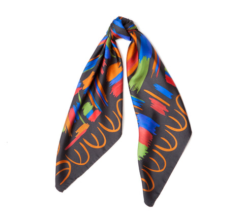 Printed square silk scarf made from luxurious twill