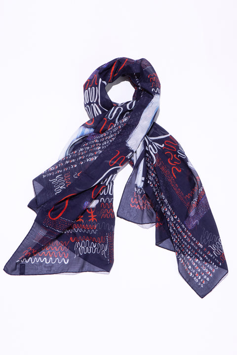 Printed cotton and silk oversized scarf