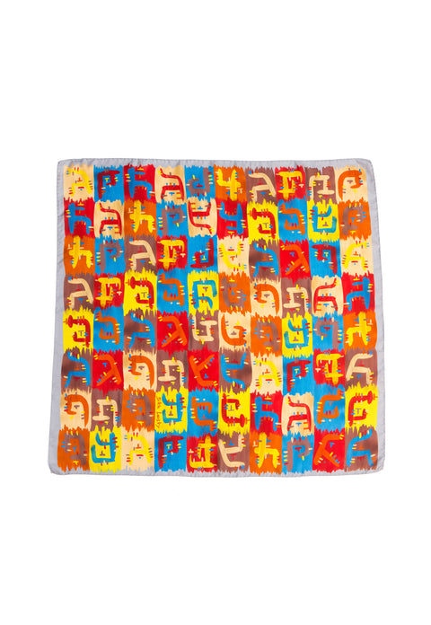 Printed multicolored square silk scarf