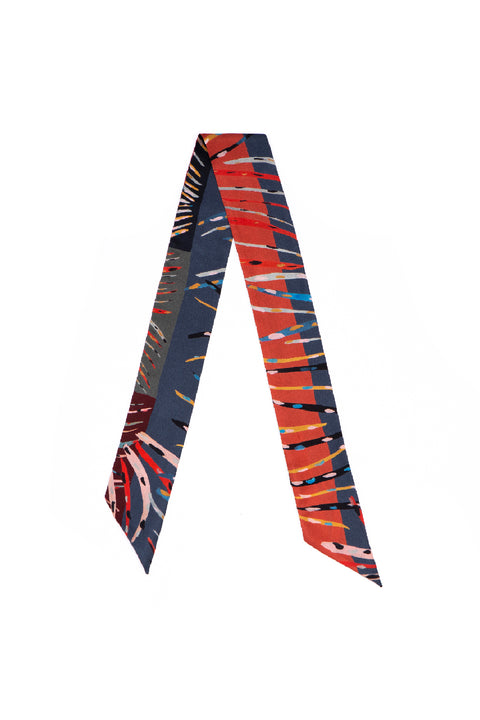 Small reversible printed twill silk scarf