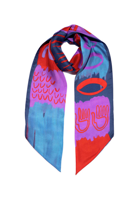printed twilly silk scarf, luxurious narrow scarf from Silk by Dikla Levsky