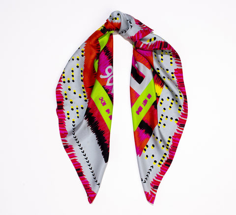 square multicolored silk scarf