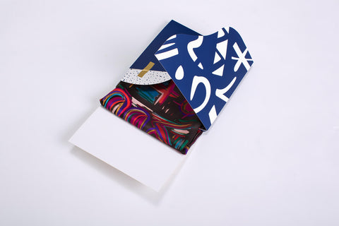 indigo and white silk scarf gift box by dikla levsky