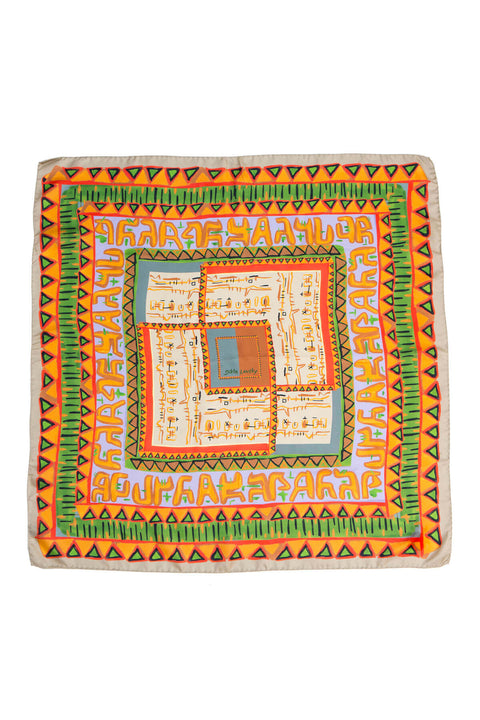 silk scarf, square printed scarf, dikla levsky, printed twill silk foulard, made in italy